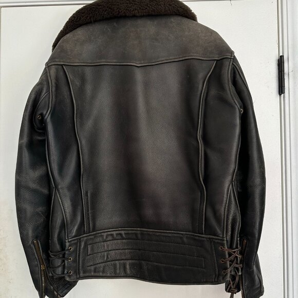 mens Leather jacket with collar - Picture 5 of 5